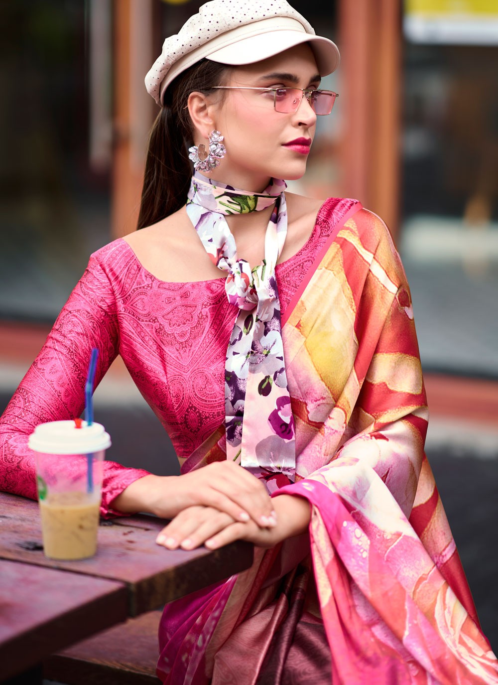 Abstract Print Pure Crepe Saree - S12142