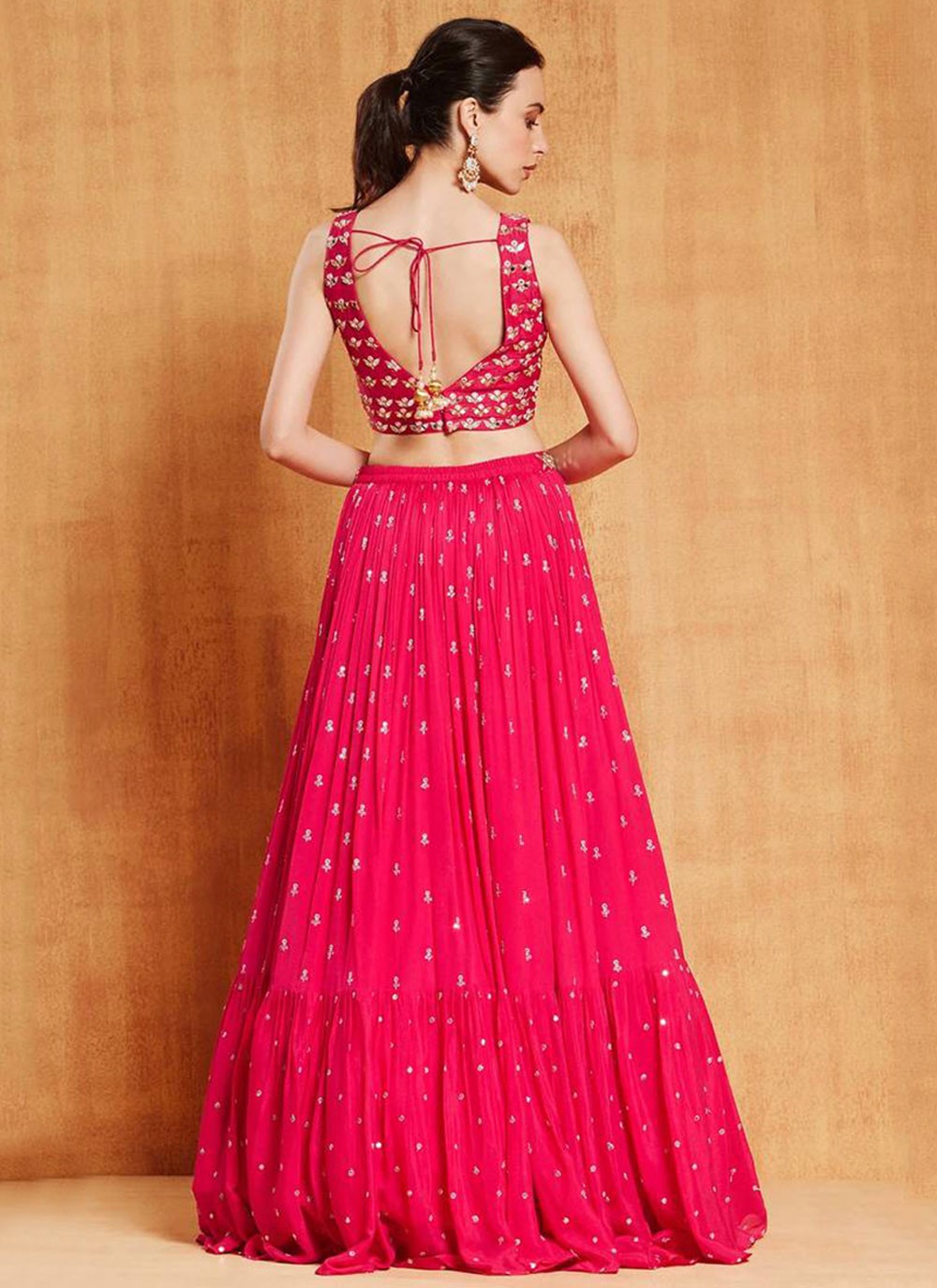 Plain Faux Georgette A - Line Lehenga - L2547