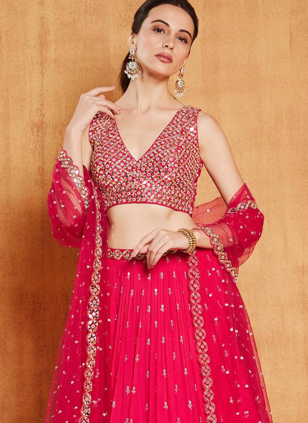 Plain Faux Georgette A - Line Lehenga - L2547