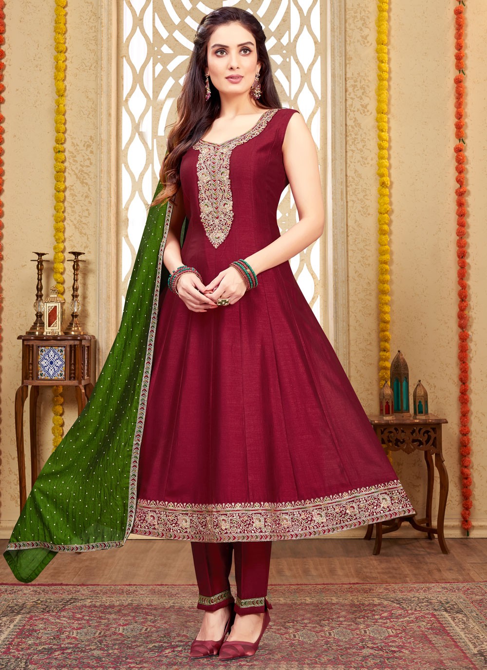 Embroidered Silk Salwar Suit - T4302