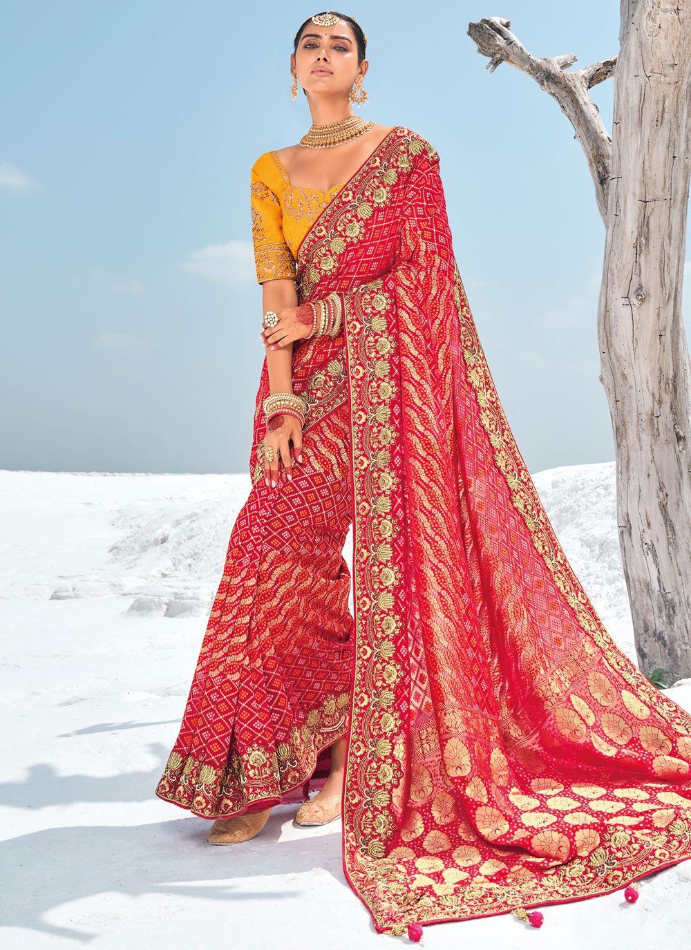 Classic Embroidered Georgette Saree - S9586