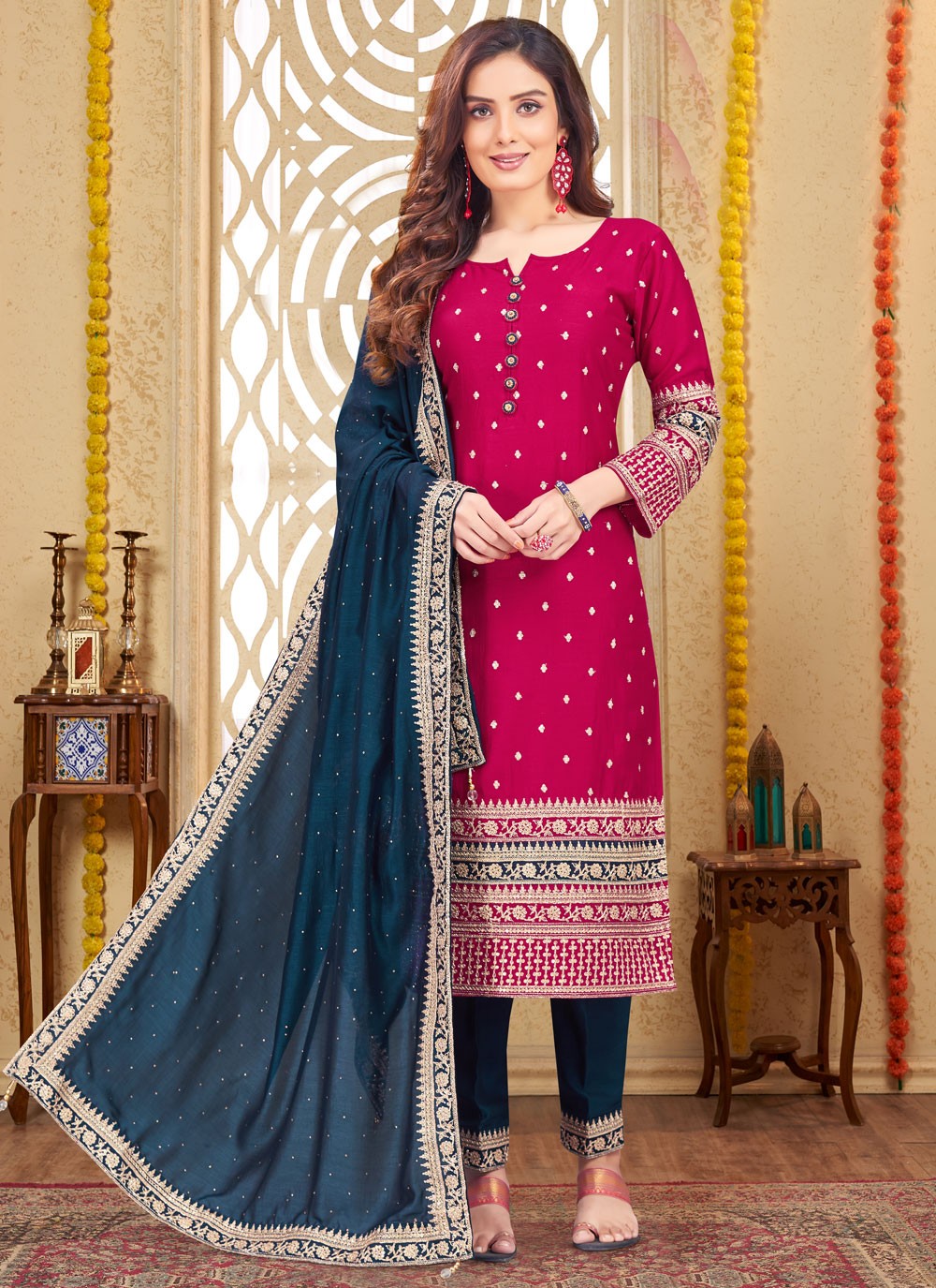 Embroidered Silk Salwar Suit - T4265