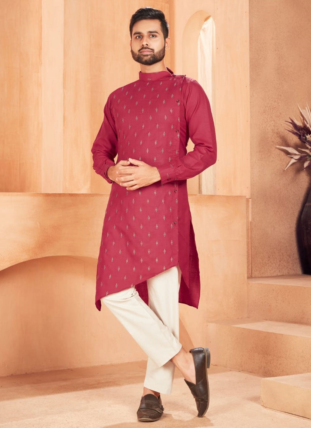 Buttis Cotton Hot Pink Kurta Pyjama - M6717