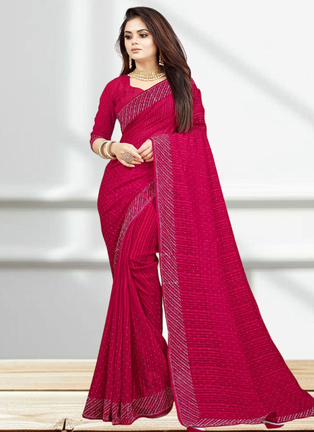 Classic Cutdana Chiffon Satin Saree - S10437