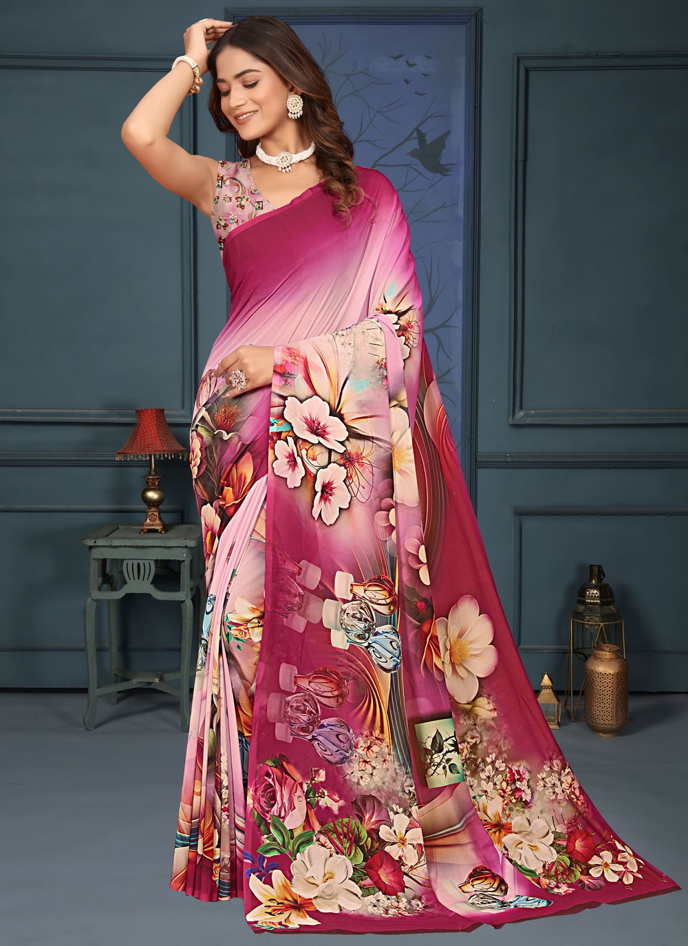 Classic Digital Print Weight Less Saree - S9171