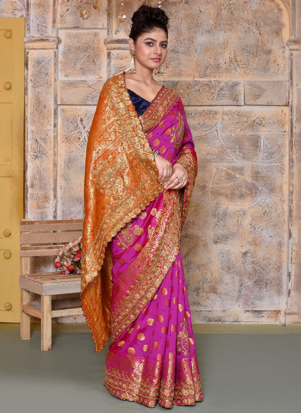 Classic Embroidered Kanjivaram Silk Saree - S7820