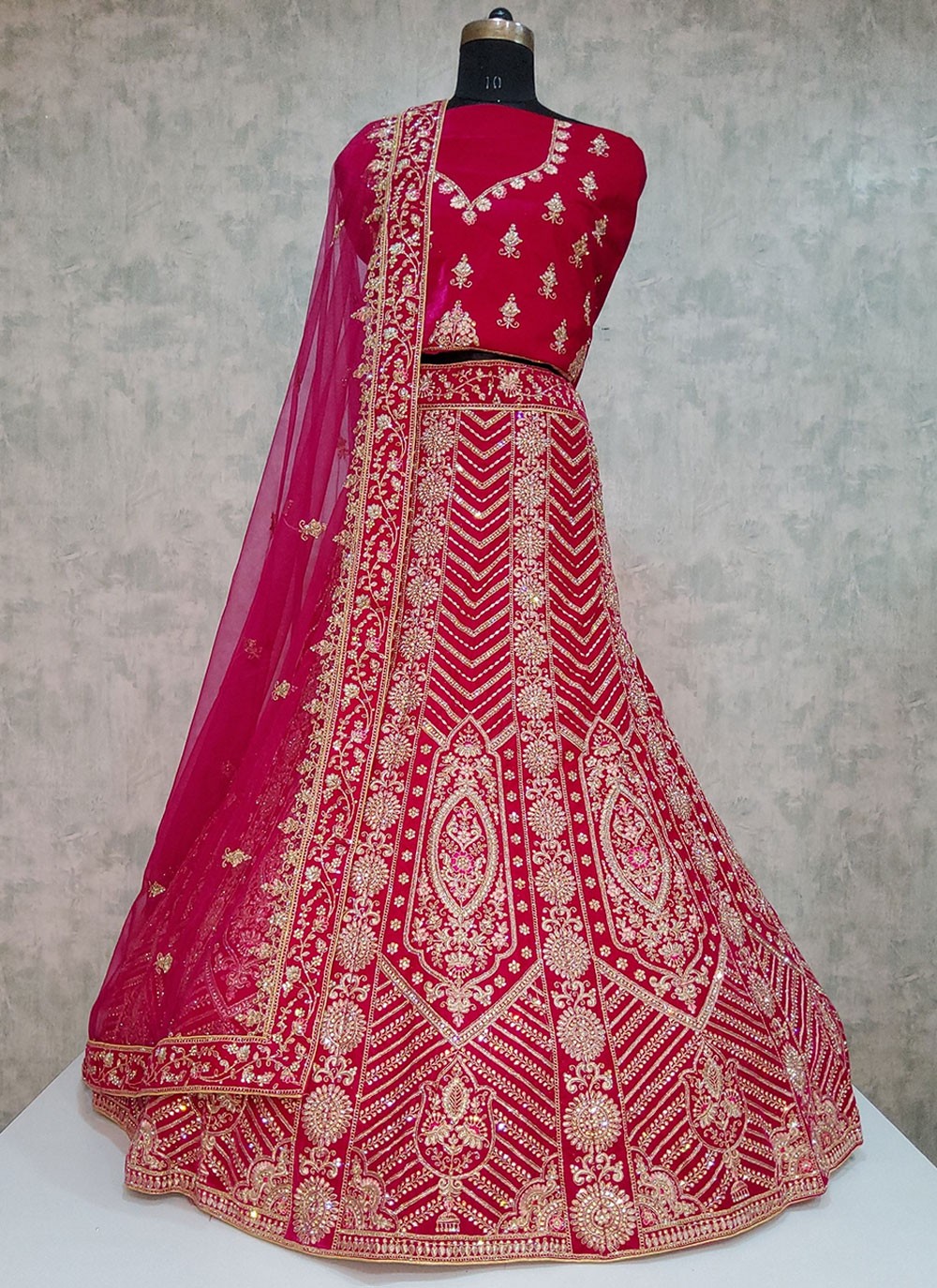 Embroidered Velvet A - Line Lehenga - L1919