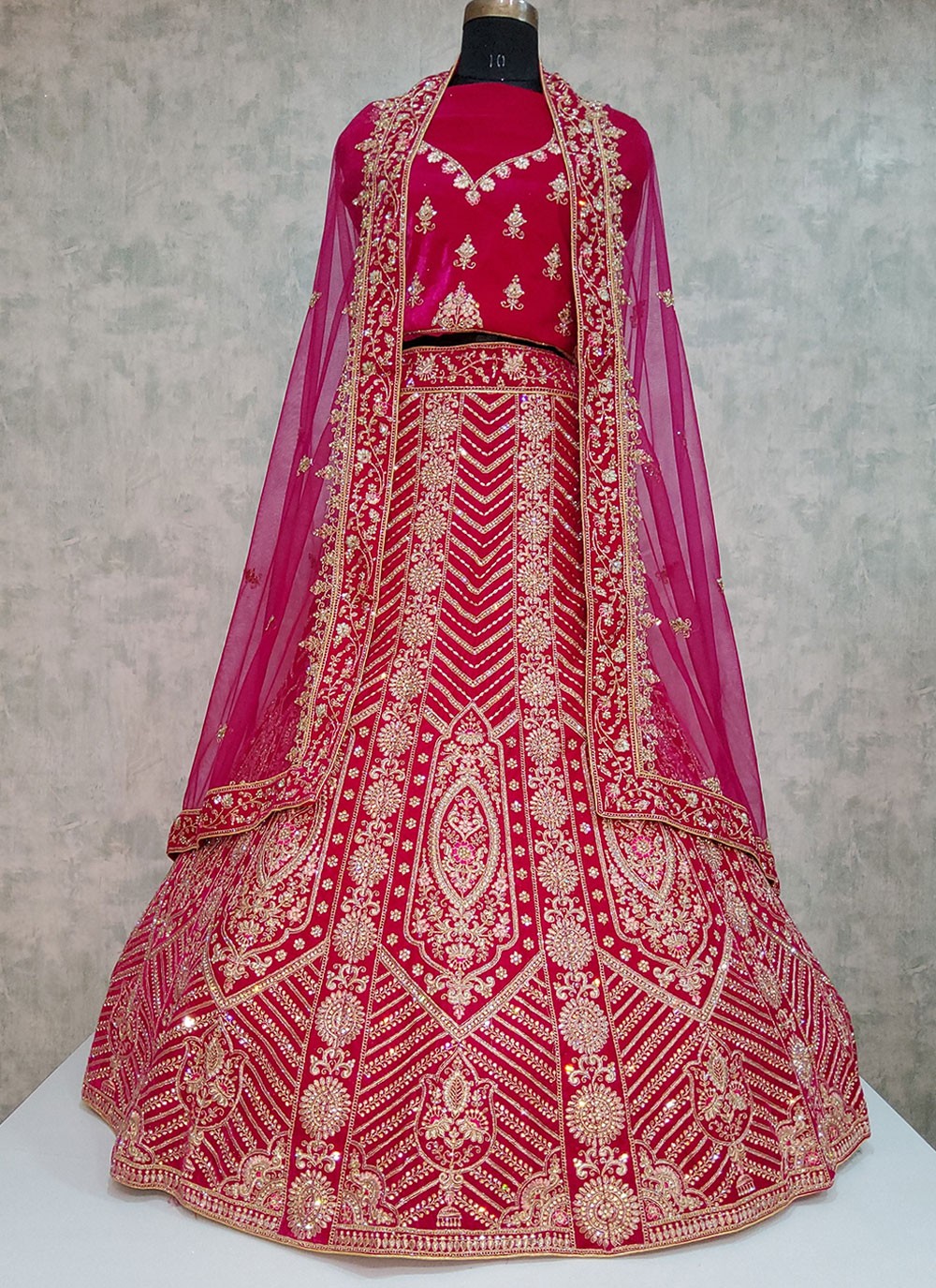 Embroidered Velvet A - Line Lehenga - L1919