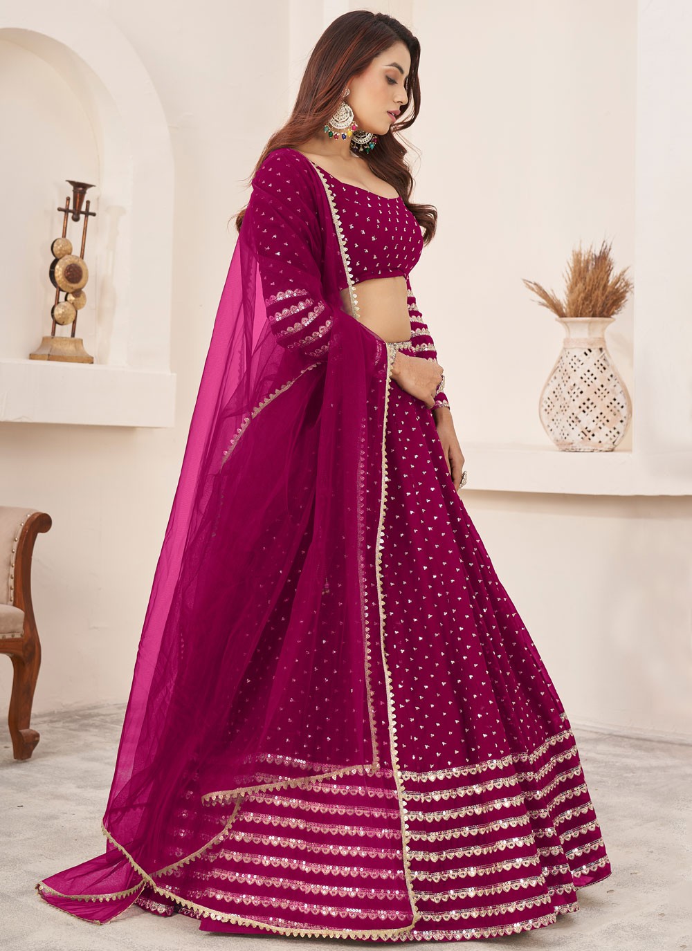 Embroidered Georgette A - Line Lehenga - L2357