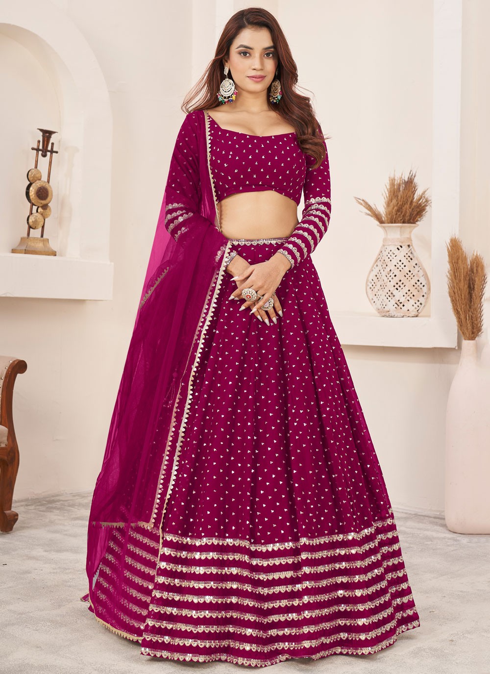 Embroidered Georgette A - Line Lehenga - L2357