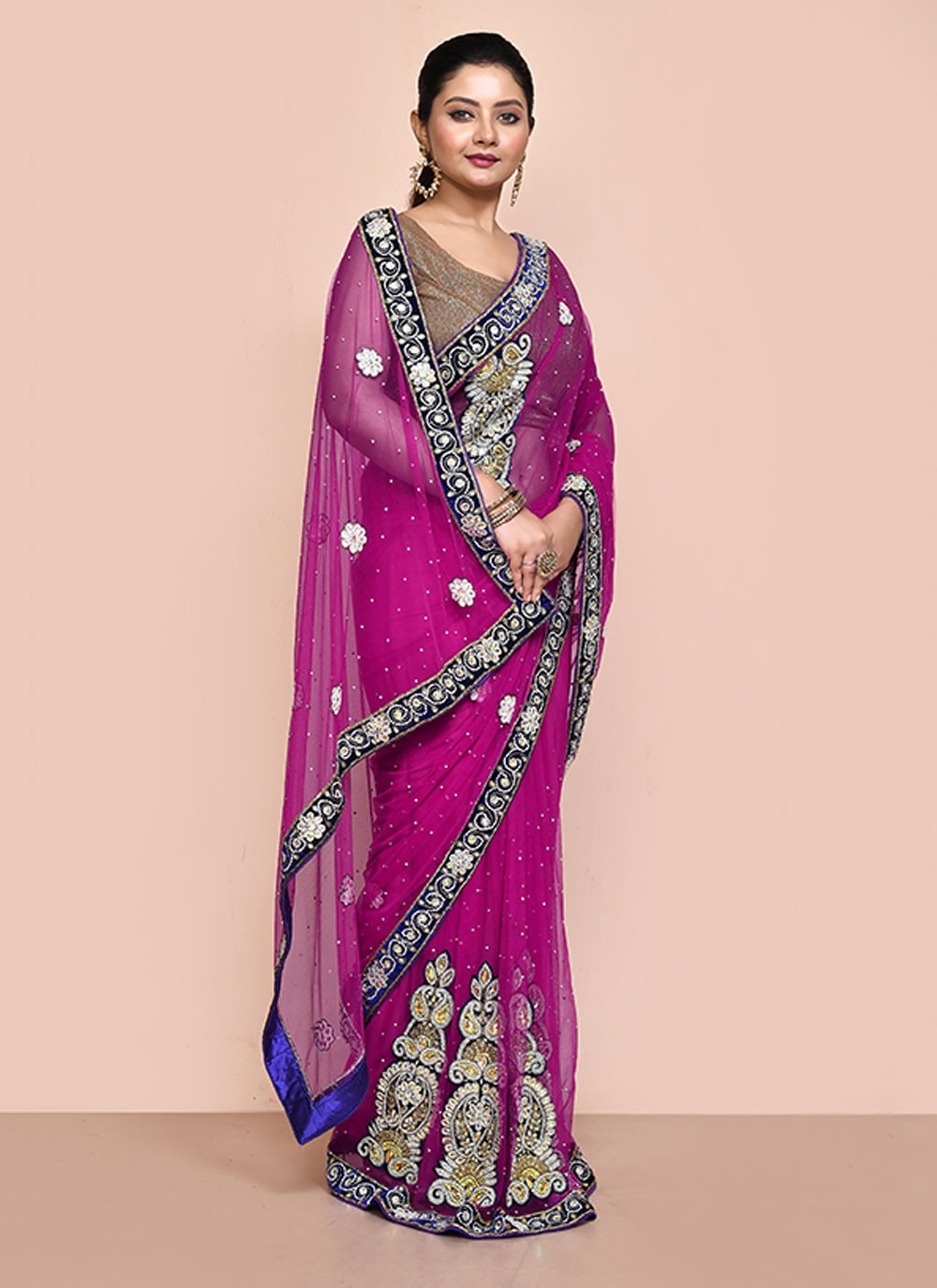 Classic Embroidered Shimmer Saree - S6521