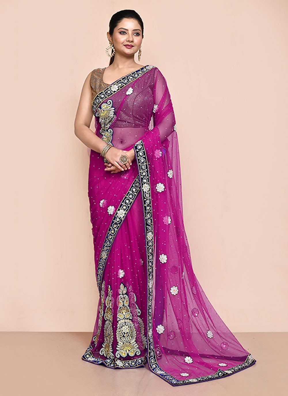 Classic Embroidered Shimmer Saree - S6521