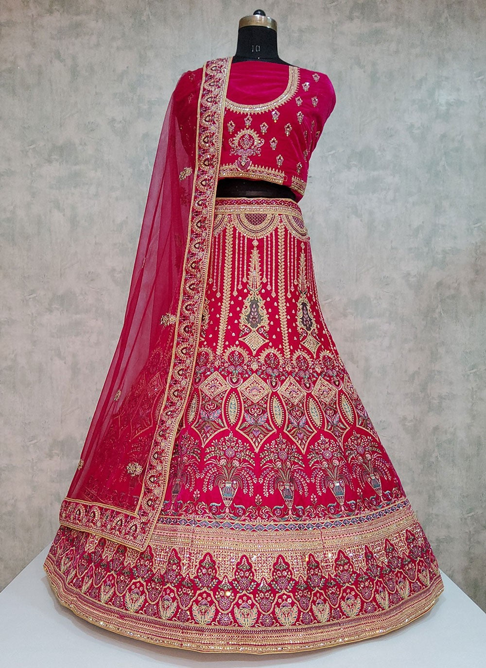 Embroidered Velvet A - Line Lehenga - L1919