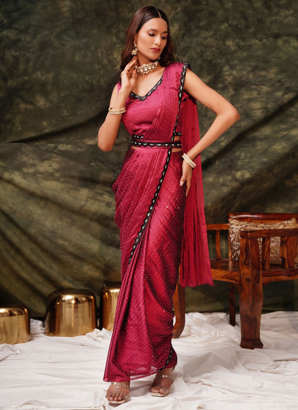 Classic Stones Satin Silk Saree - S9817