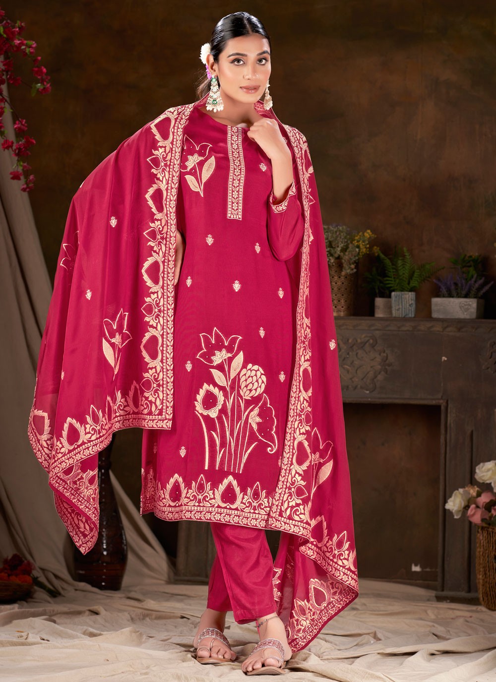 Jacquard, Viscose Salwar Suit - T2229