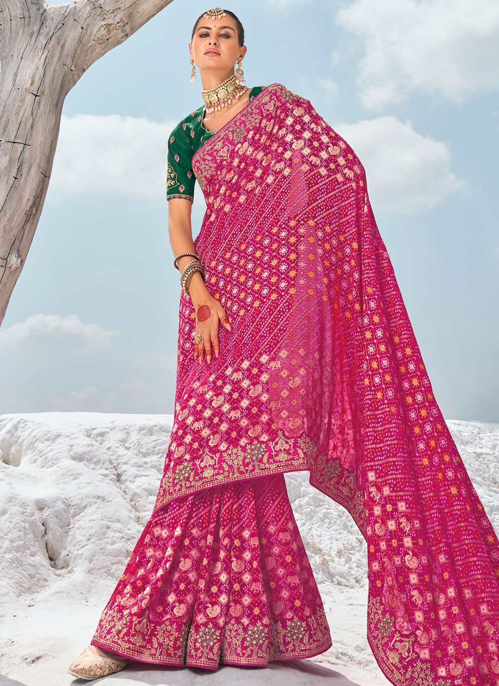 Classic Embroidered Georgette Saree - S9586