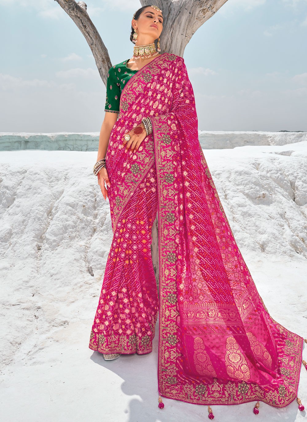 Classic Embroidered Georgette Saree - S9586