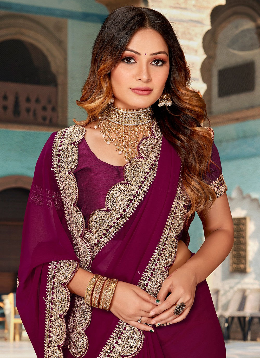 Saree Embroidered Georgette Saree - S3132