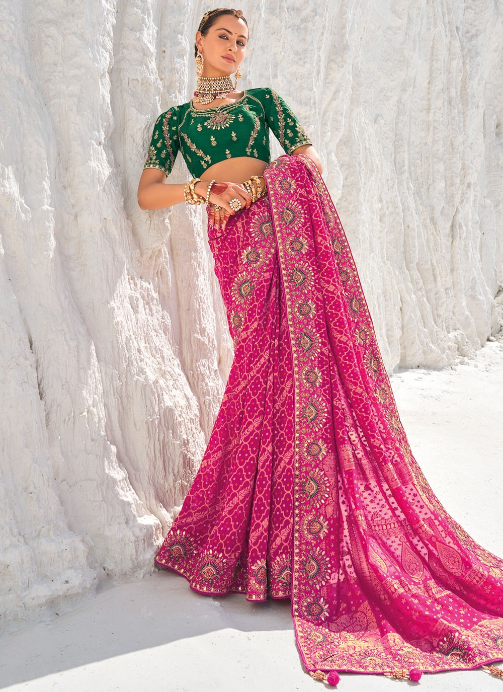 Classic Embroidered Georgette Saree - S9586