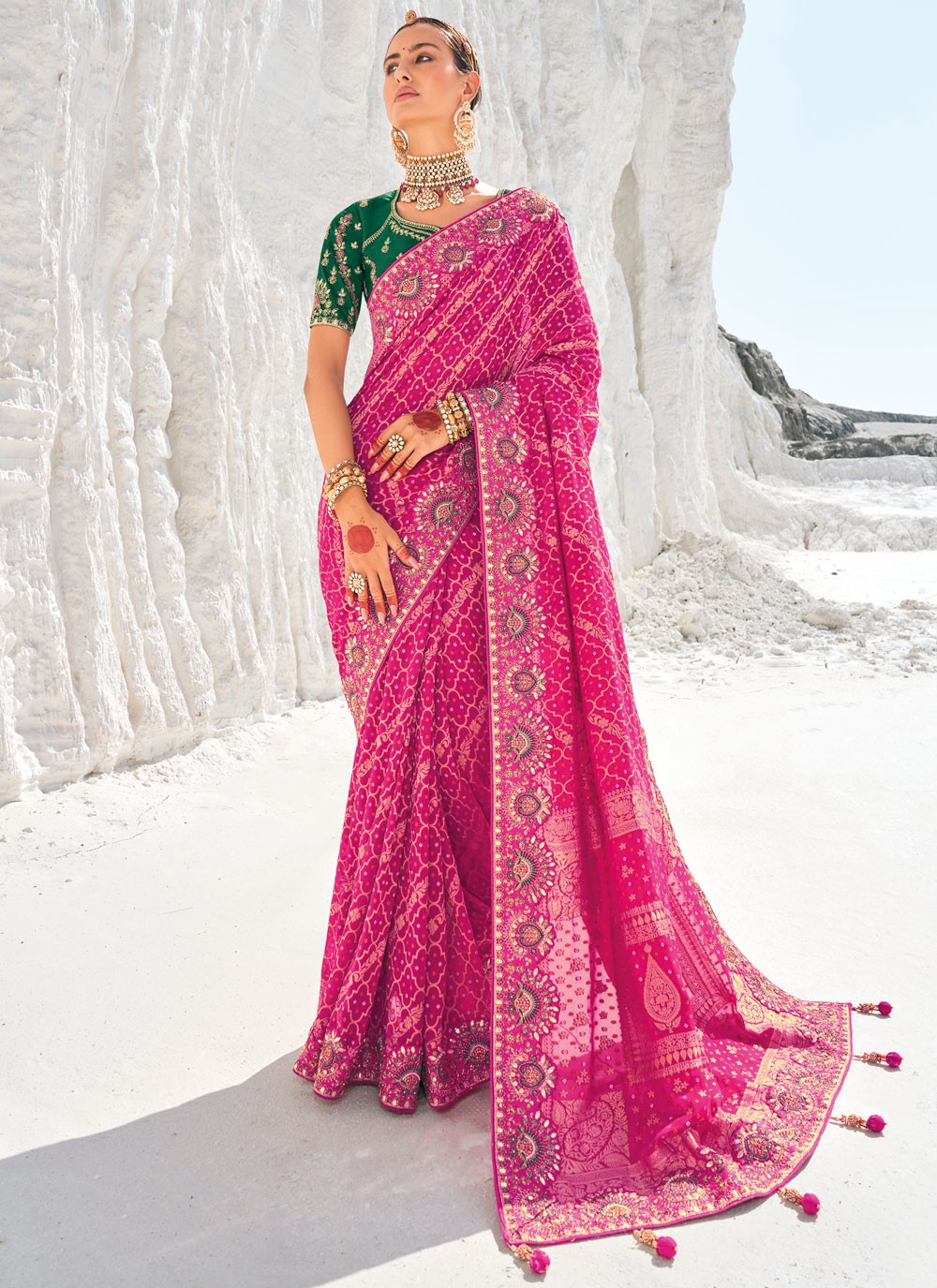 Classic Embroidered Georgette Saree - S9586