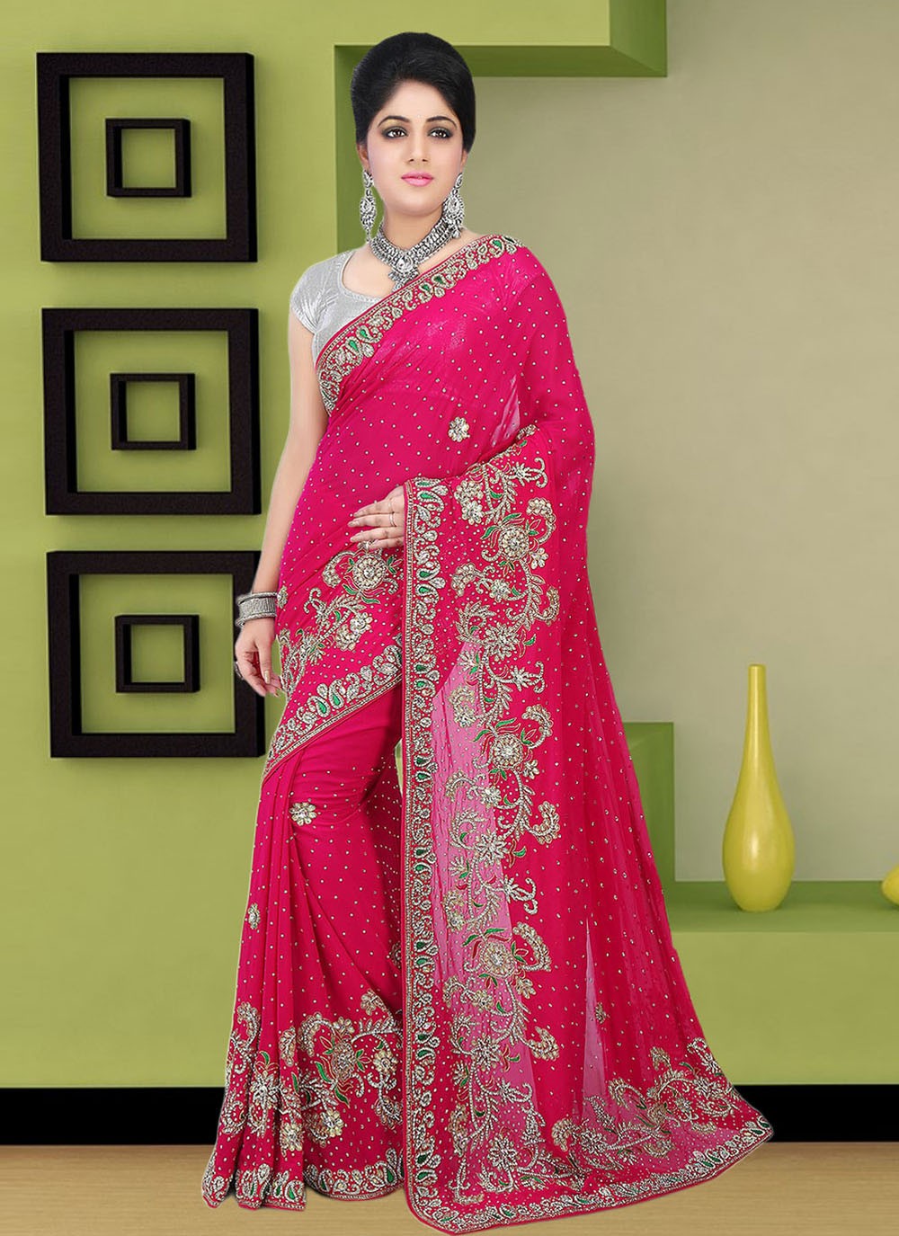 Trendy Hand Embroidery Georgette Saree - S1806