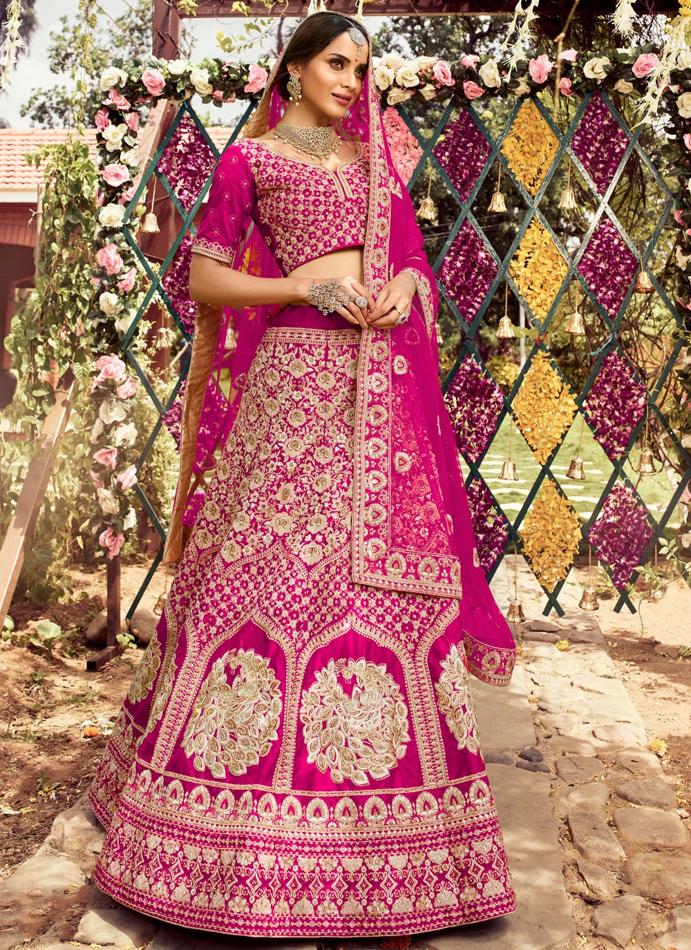 Dori Work Raw Silk A - Line Lehenga - L0362