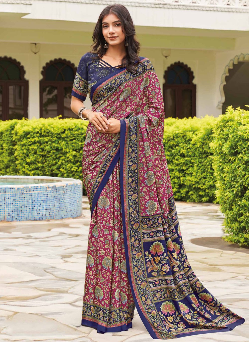 Contemporary Printed Pure Crepe Saree - S9443