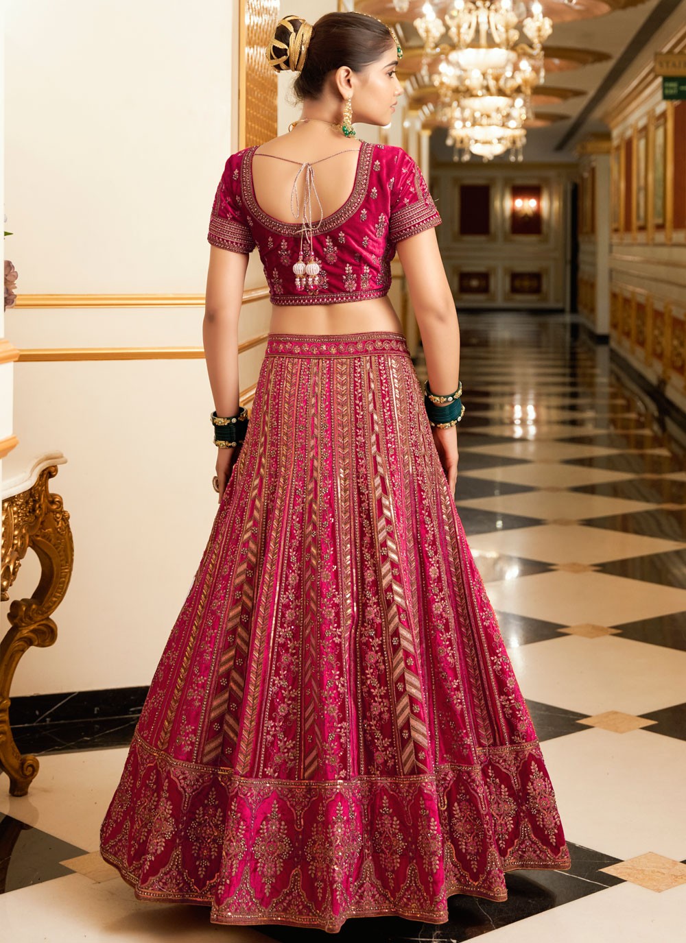 Cord Lycra, Velvet Readymade Lehenga Choli - L2514