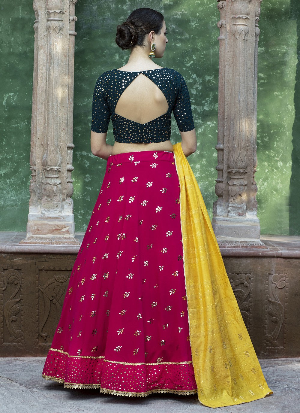 Fancy Work Faux Georgette A - Line Lehenga - L0148