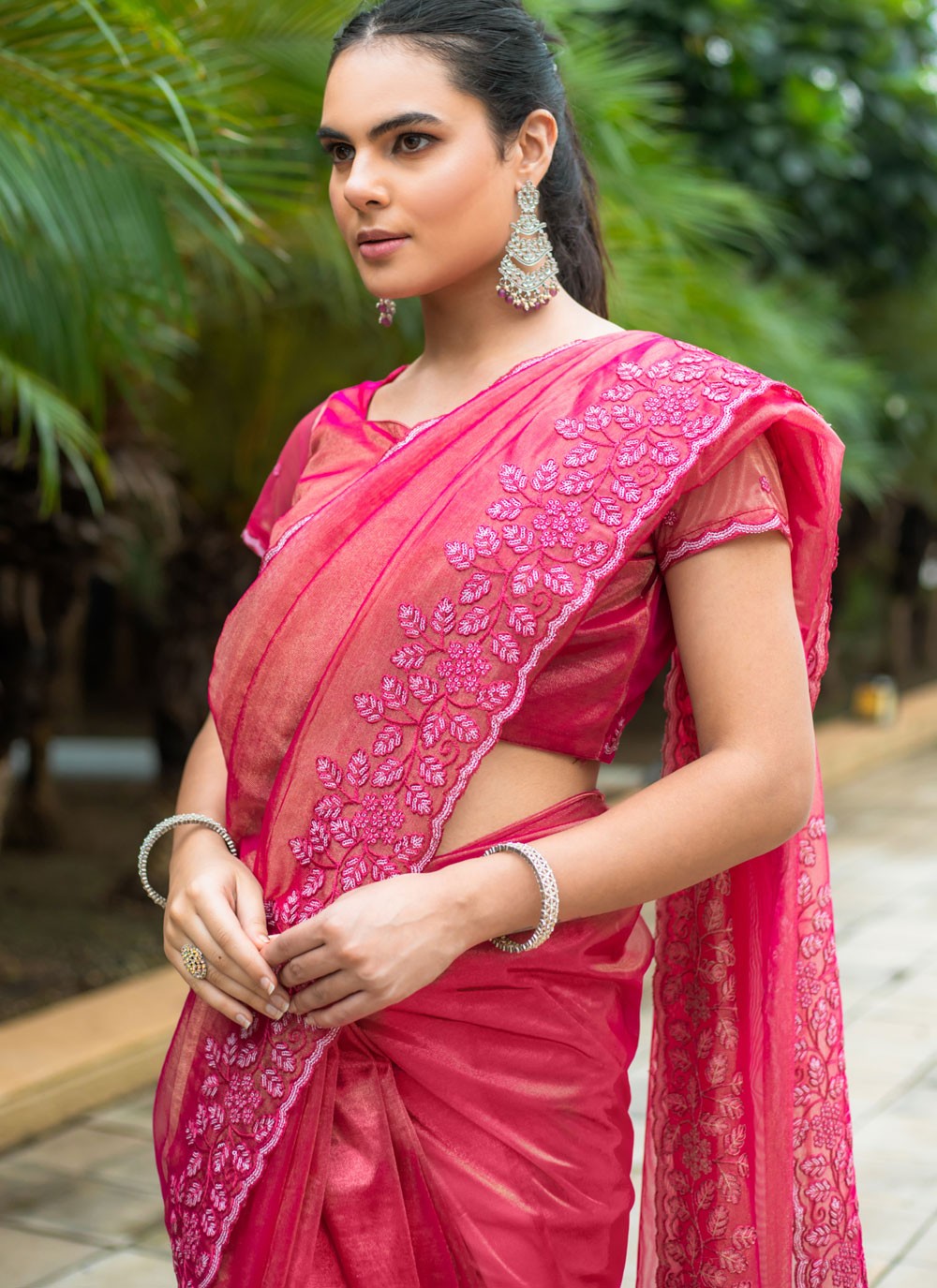 Classic Border Work Net Saree - S7943