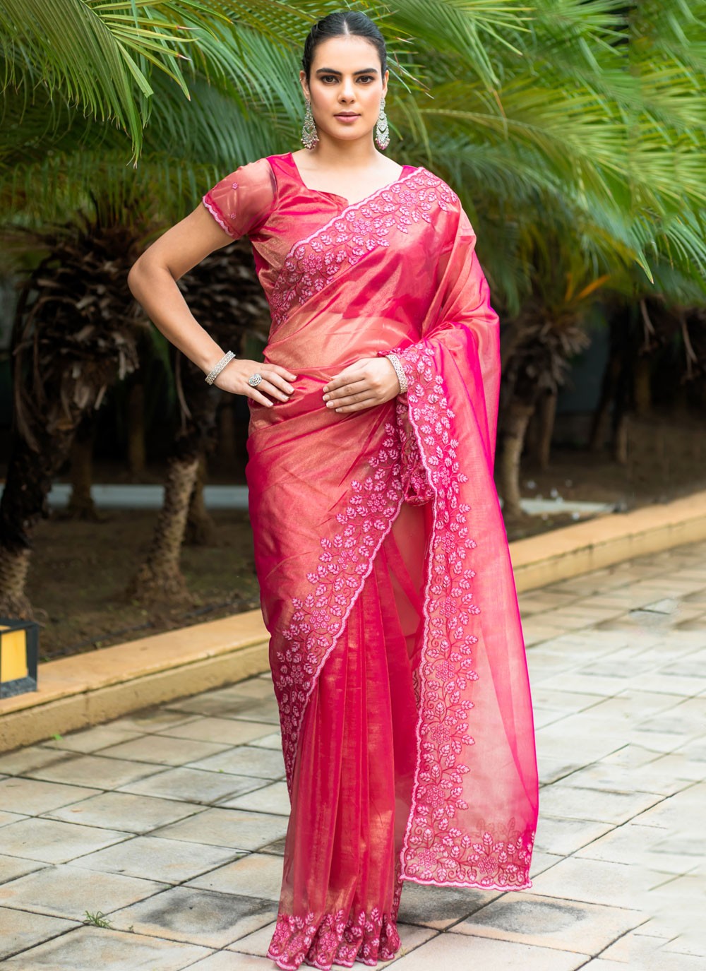 Classic Border Work Net Saree - S7943