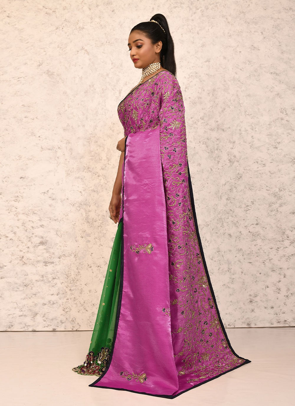 Traditional Embroidered Silk Saree - S1557