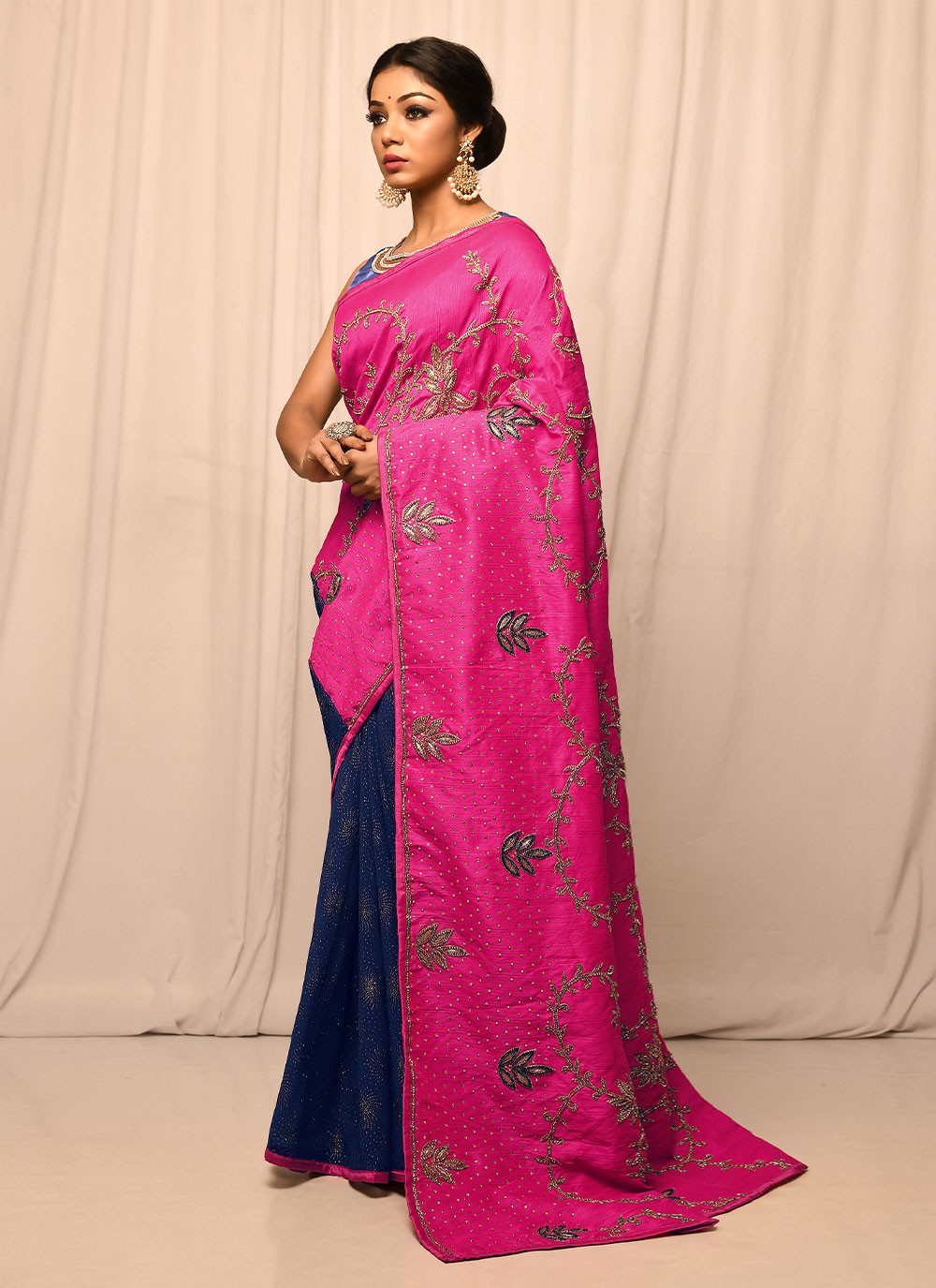 Traditional Embroidered Silk Saree - S1557