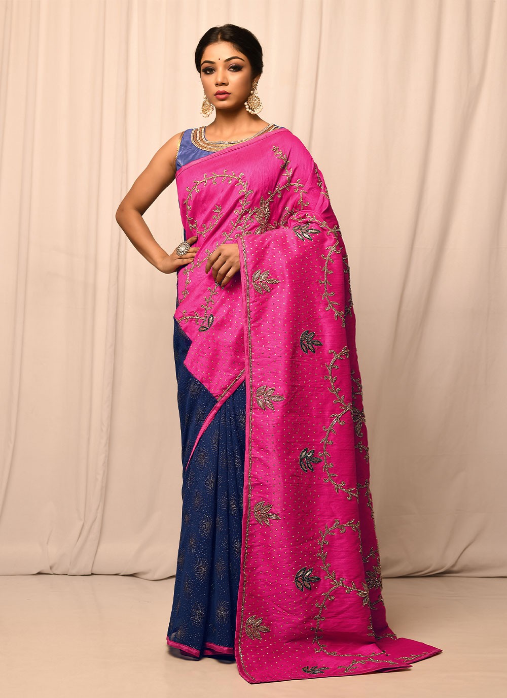 Traditional Embroidered Silk Saree - S1557