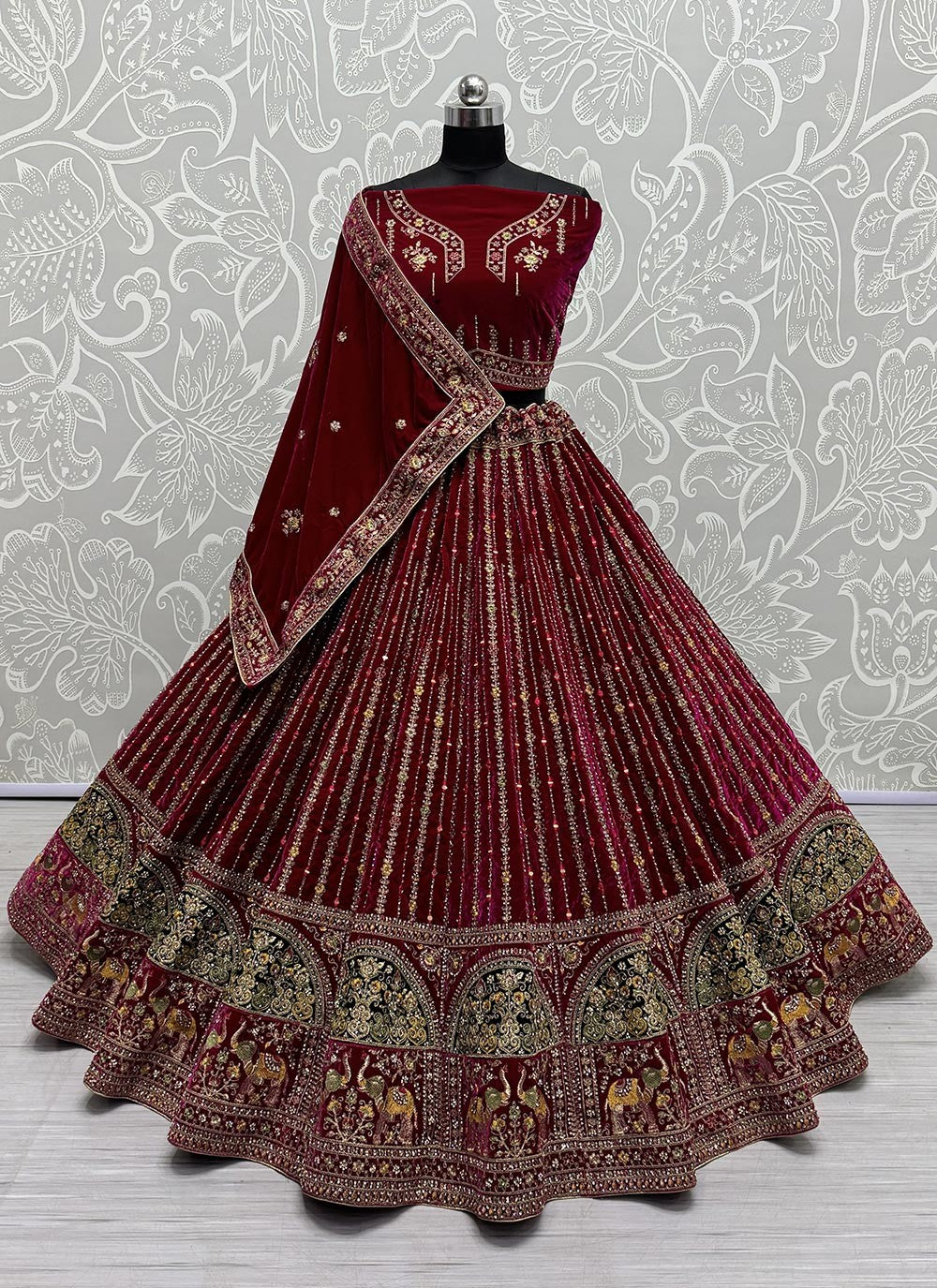 Diamond Velvet A - Line Lehenga - L2225