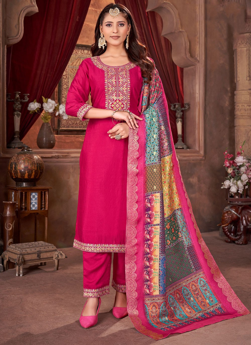 Vichitra Silk Salwar Suit - T3865