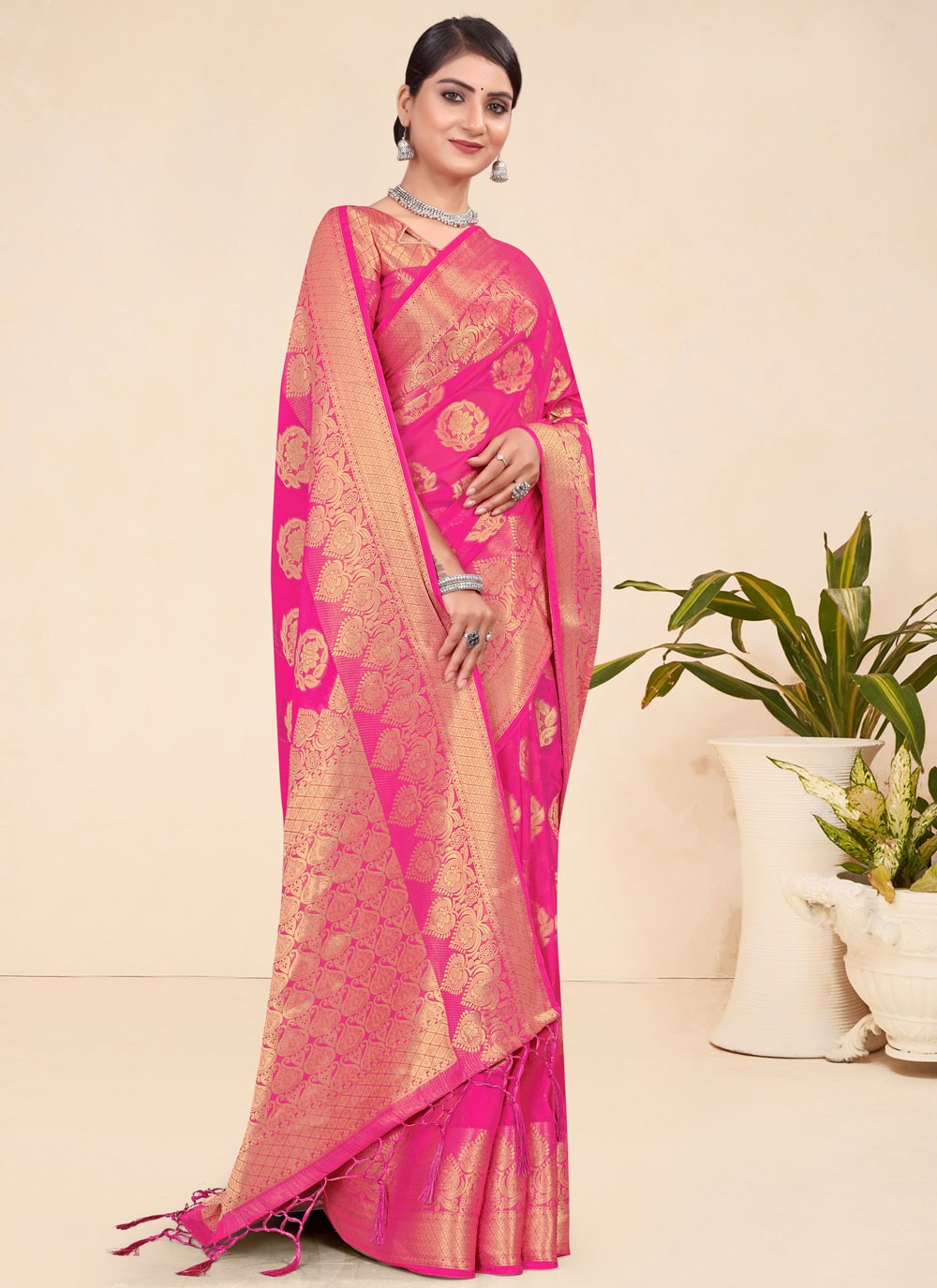 Trendy Weaving Zari Viscose Purple Saree - S10698