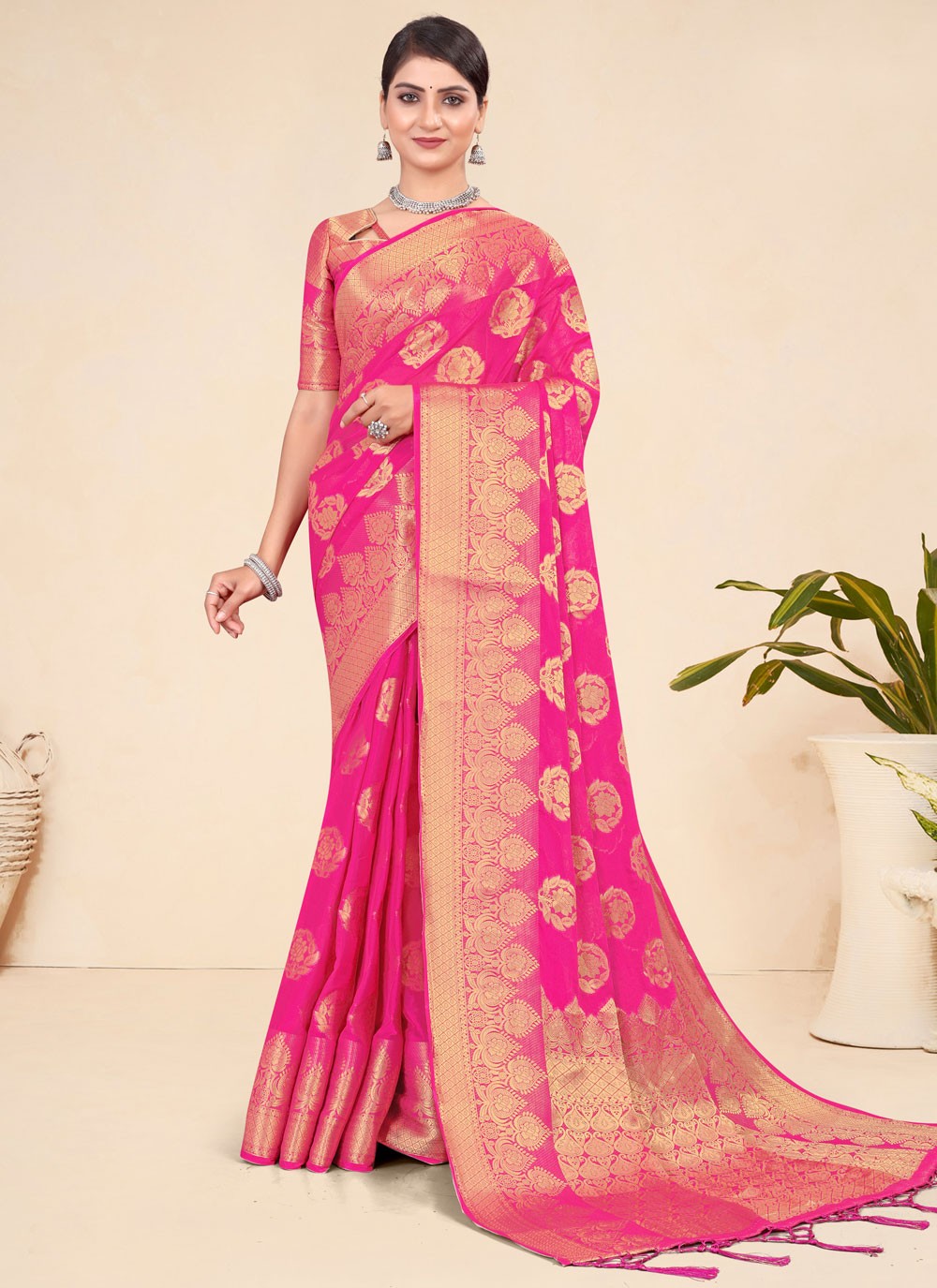 Trendy Weaving Zari Viscose Purple Saree - S10698