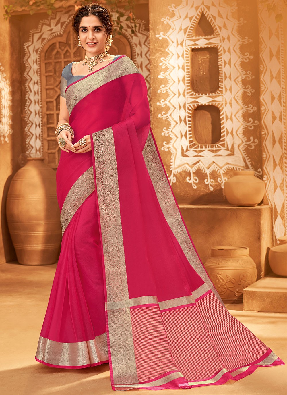 Classic Woven Organza Saree - S1343