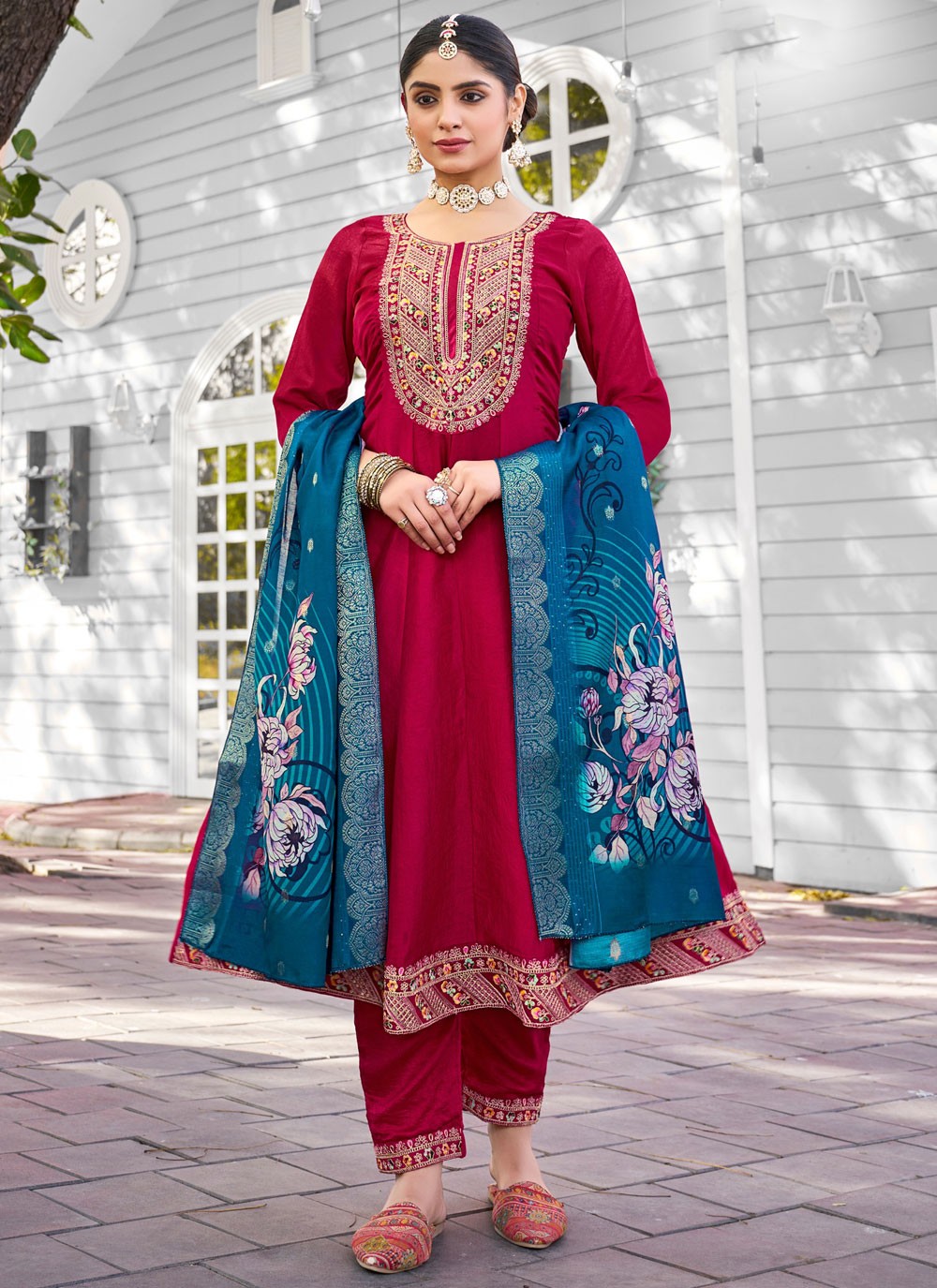 Cord Vichitra Silk Salwar Suit - T4565