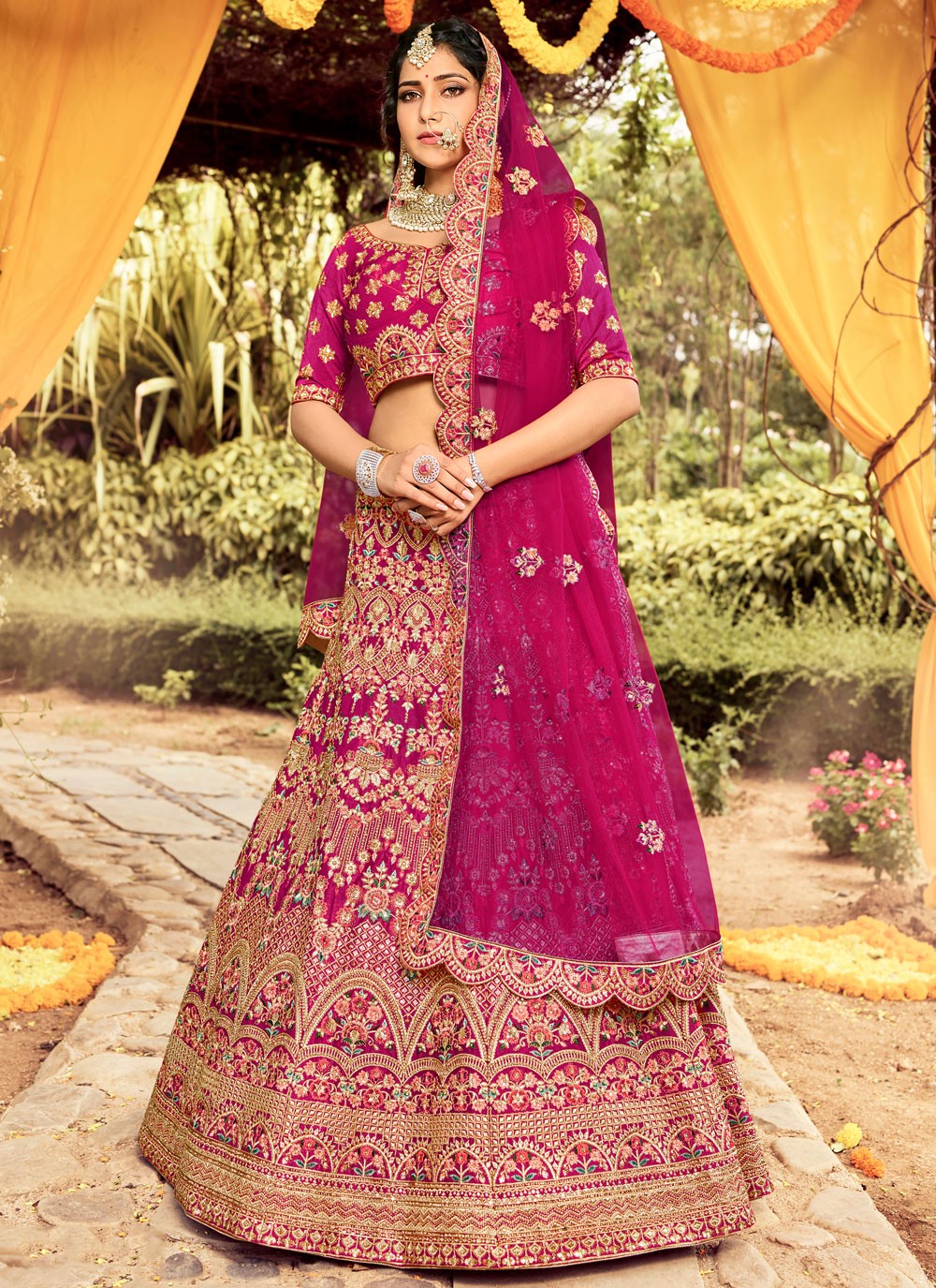 Dori Work Raw Silk A - Line Lehenga - L0362