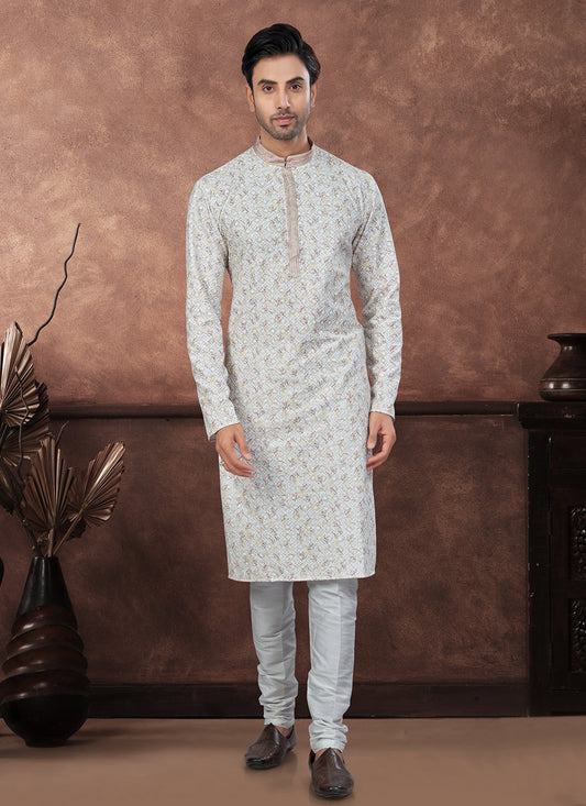 Digital Print Rayon Brown Kurta Pyjama - M8699