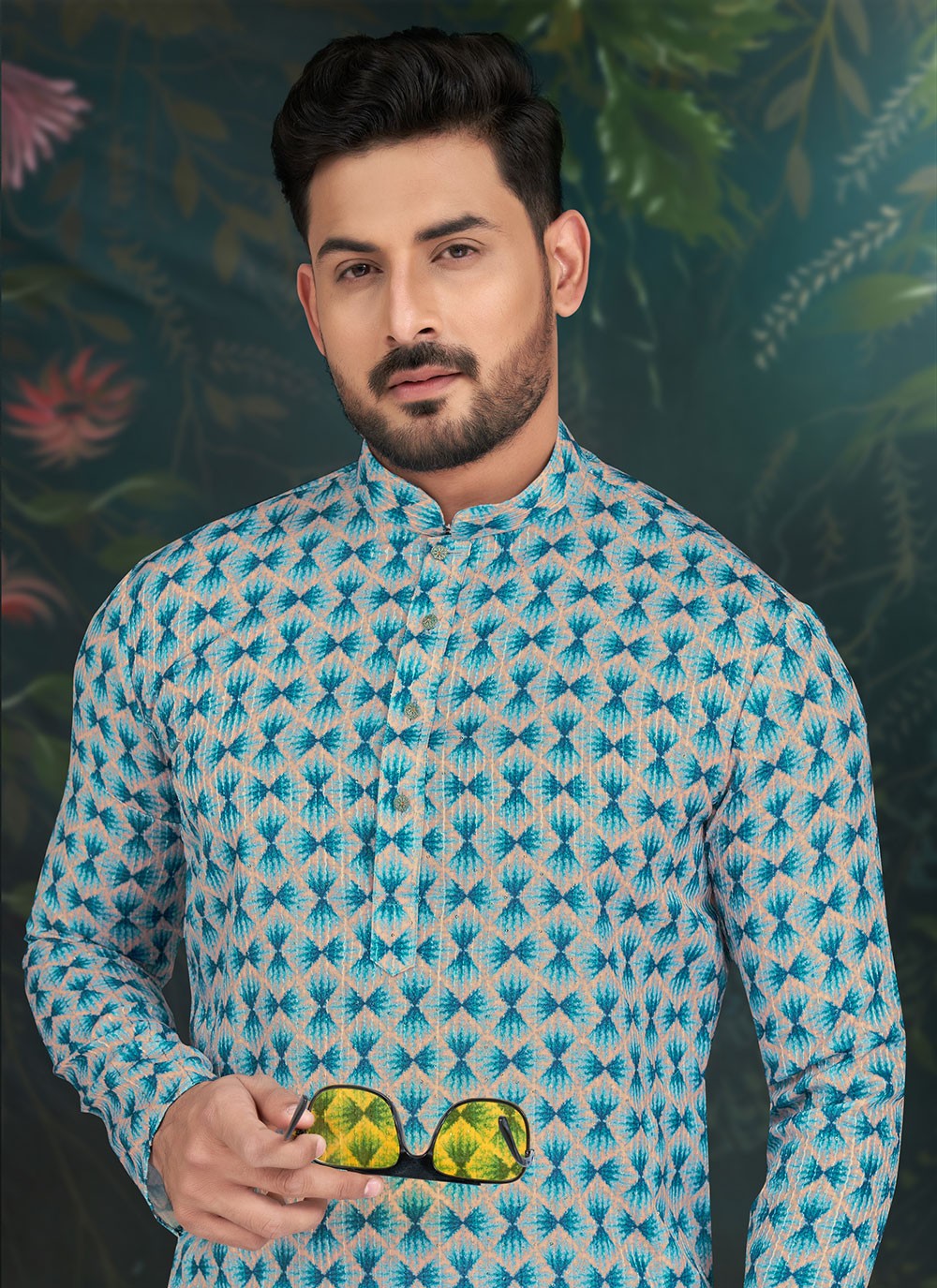 Embroidered Rayon Multi Colour Kurta Pyjama - M6578