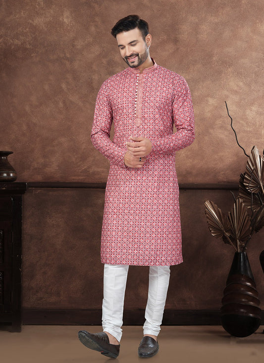 Digital Print Rayon Maroon, Red Kurta Pyjama - M8686