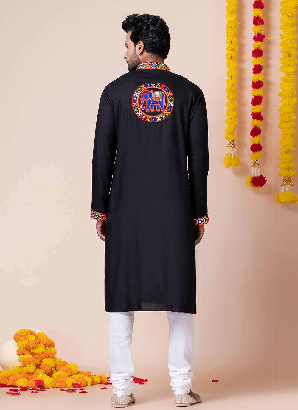 Lace Rayon Black Kurta Pyjama - M8307