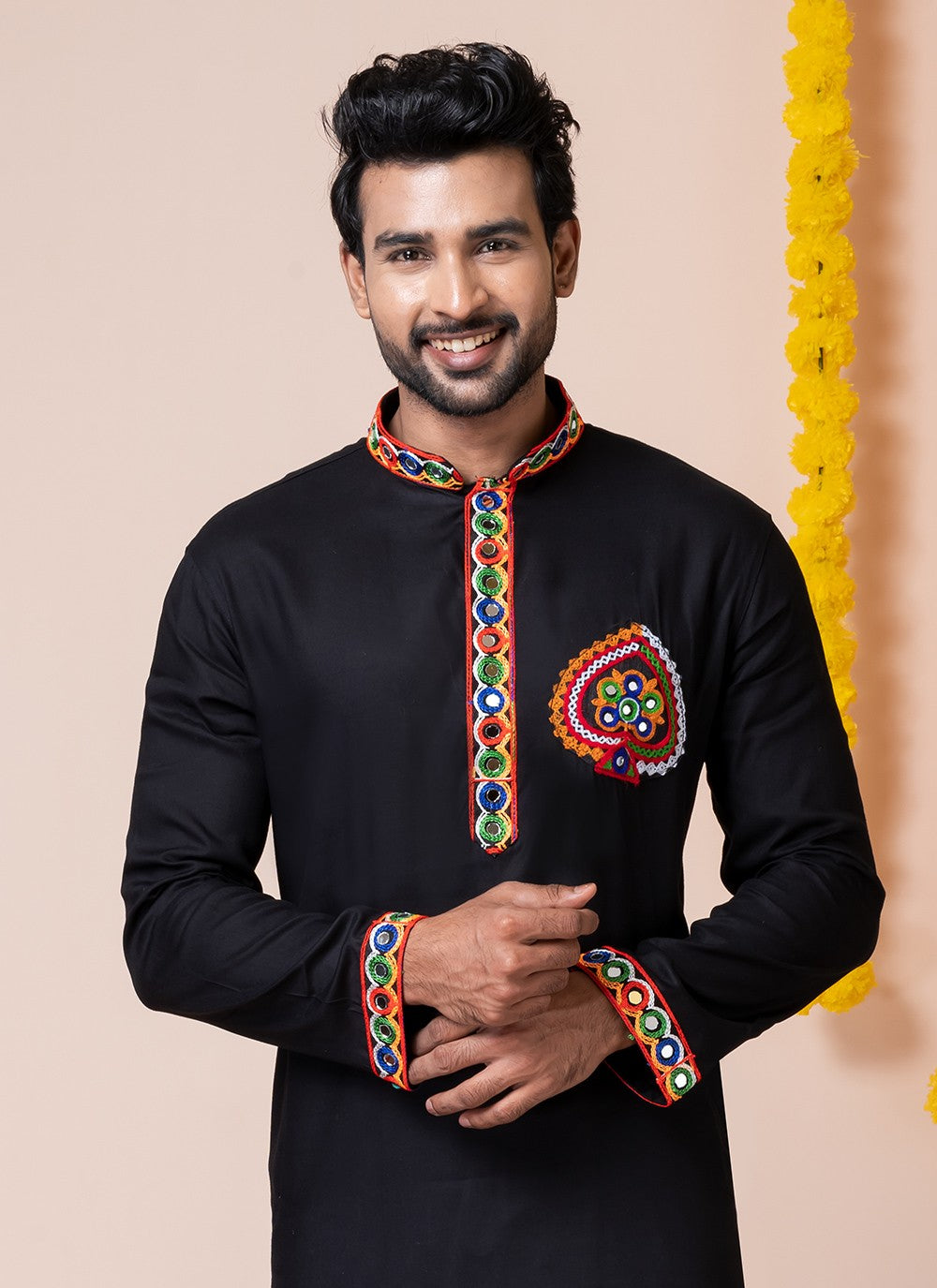 Lace Rayon Black Kurta Pyjama - M8307