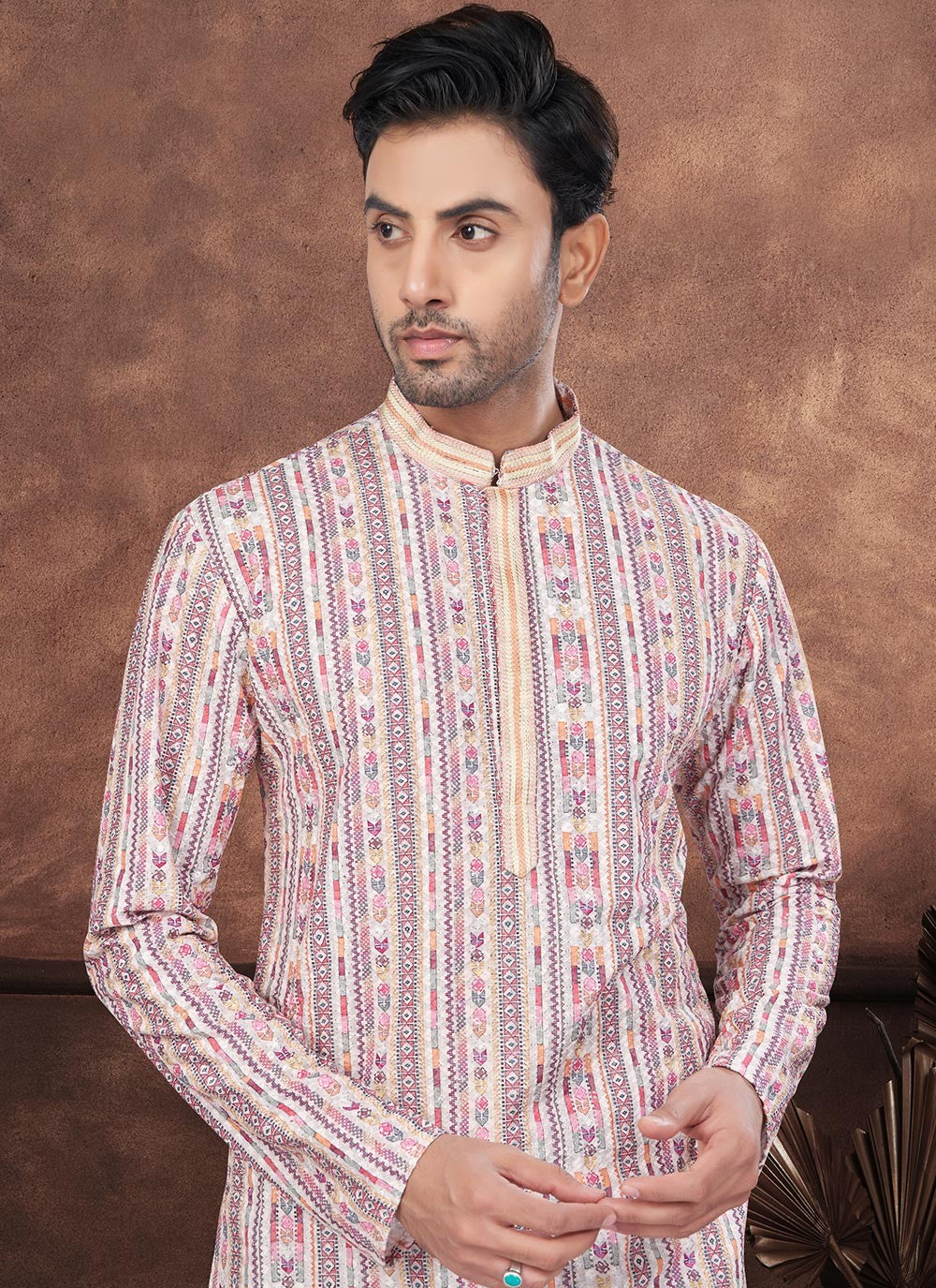 Digital Print Rayon Multi Colour Kurta Pyjama - M8683