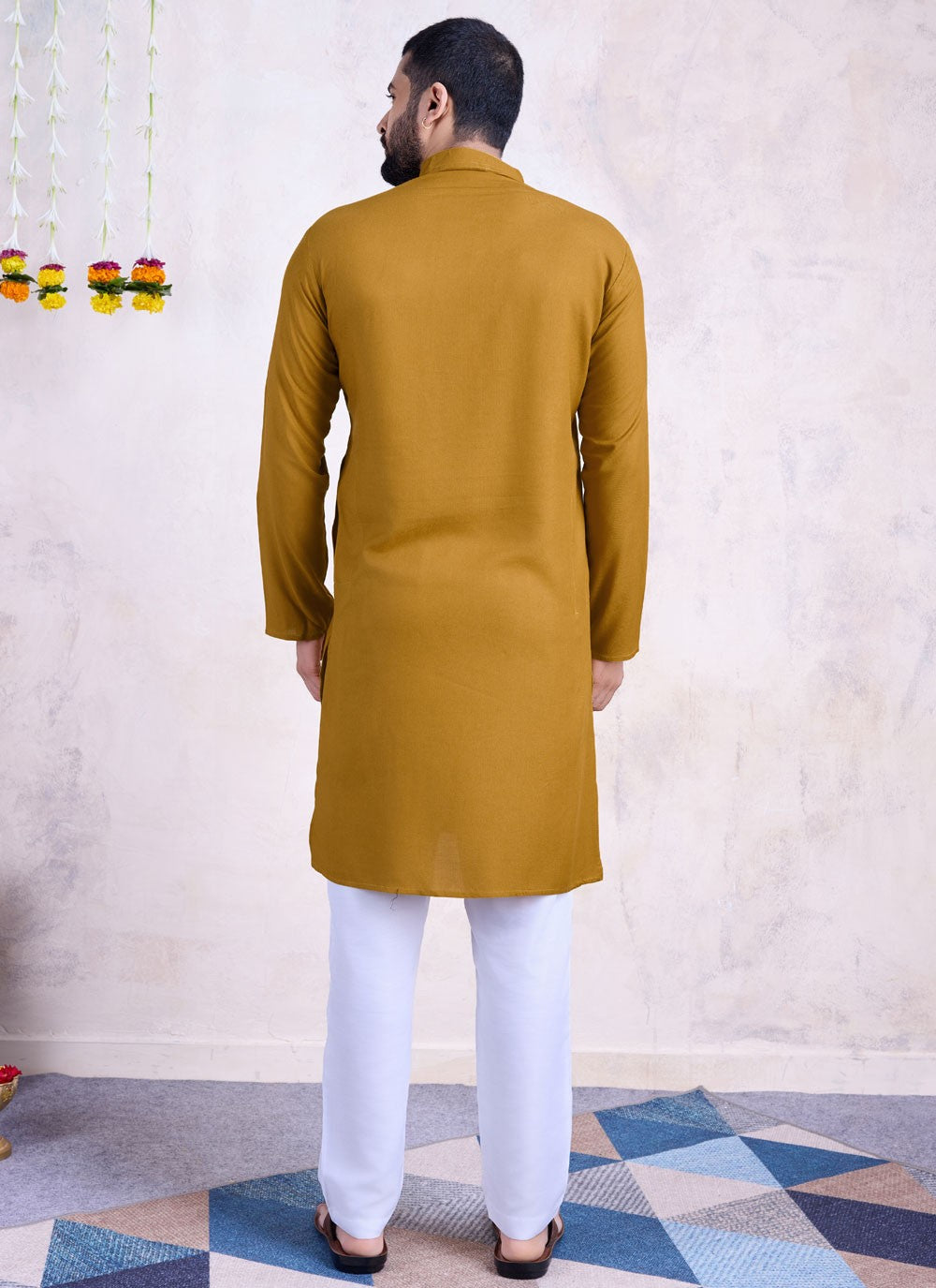 Embroidered Rayon Mustard Kurta - M8596