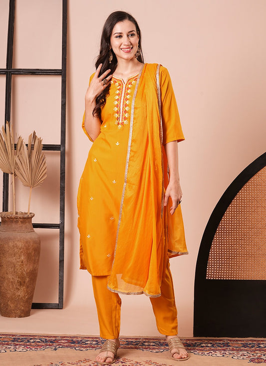 Embroidered Rayon Pant Style Suit - T4316