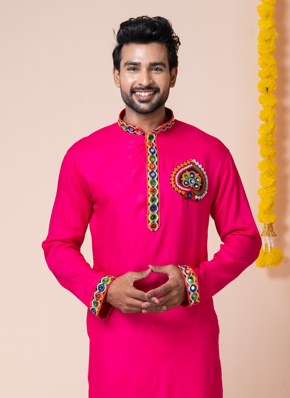 Lace Rayon Pink Kurta Pyjama - M8304